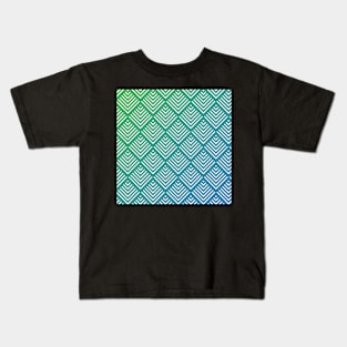 Geometric Blue and Green Pattern Kids T-Shirt